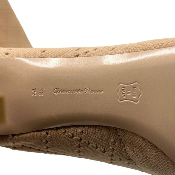 NWOB Gianvito Rossi Tan Quilted Knit Peep-Toe Heeled Booties - Picture 7 of 10